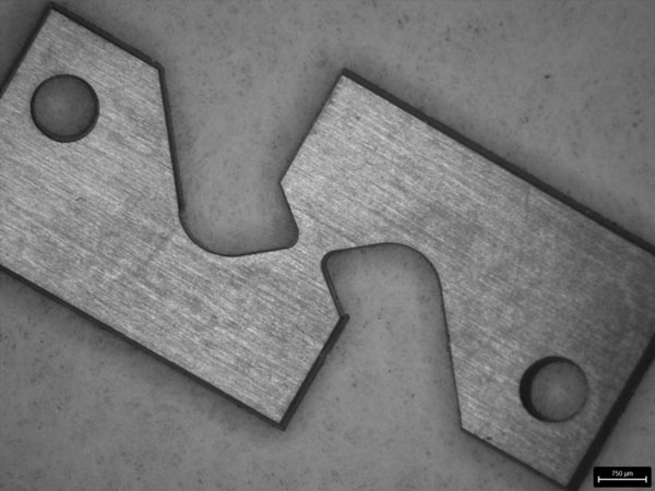 Metal sample cut in freeform